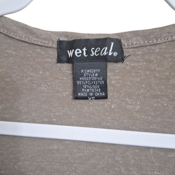 Wet Seal Y2K size XS button lace tiered top tan cardigan sheer - Picture 2 of 3